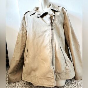 Style & Co. Faux Leather Moto Tan Color Jacket Size XXL